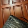 NoNo Xiatian Hermes Kelly Pochette Porosus Matte Crocodile Black Silver Hardware