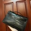 NoNo Xiatian Hermes Kelly Pochette Porosus Matte Crocodile Black Silver Hardware