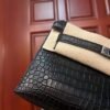 NoNo Xiatian Hermes Kelly Pochette Porosus Matte Crocodile Black Silver Hardware