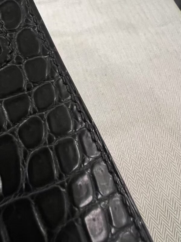 NoNo Xiatian Hermes Kelly Pochette Porosus Matte Crocodile Black Silver Hardware