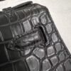 NoNo Xiatian Hermes Kelly Pochette Porosus Matte Crocodile Black Silver Hardware