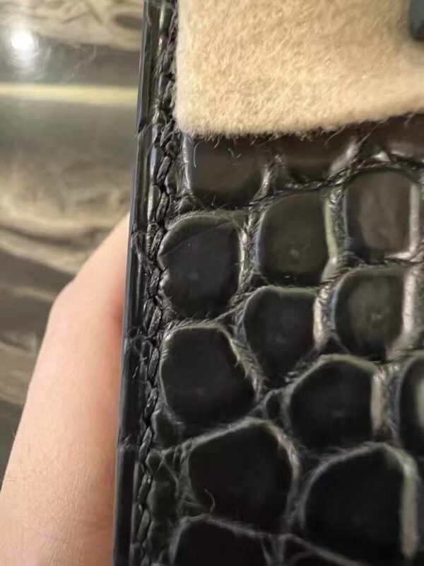 NoNo Xiatian Hermes Kelly Pochette Porosus Matte Crocodile Black Silver Hardware