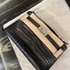 NoNo Xiatian Hermes Kelly Pochette Porosus Matte Crocodile Black Silver Hardware