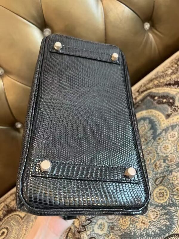 NoNo Xiatian Hermes Birkin 25CM HCP Lizard Leather Black Silver Hardware