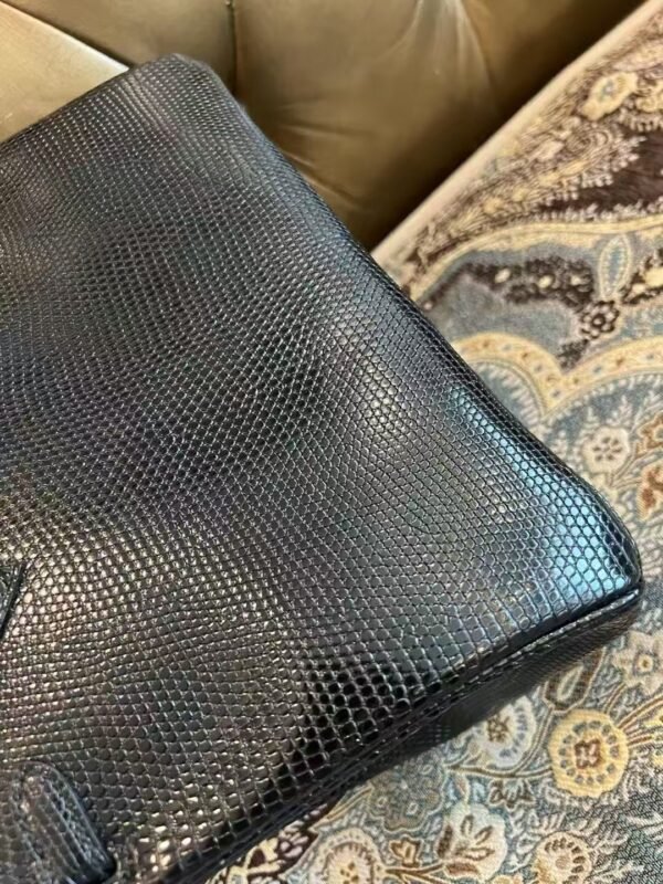 NoNo Xiatian Hermes Birkin 25CM HCP Lizard Leather Black Silver Hardware