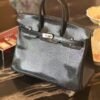 NoNo Xiatian Hermes Birkin 25CM HCP Lizard Leather Black Silver Hardware