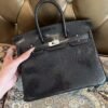 NoNo Xiatian Hermes Birkin 25CM HCP Lizard Leather Black Silver Hardware